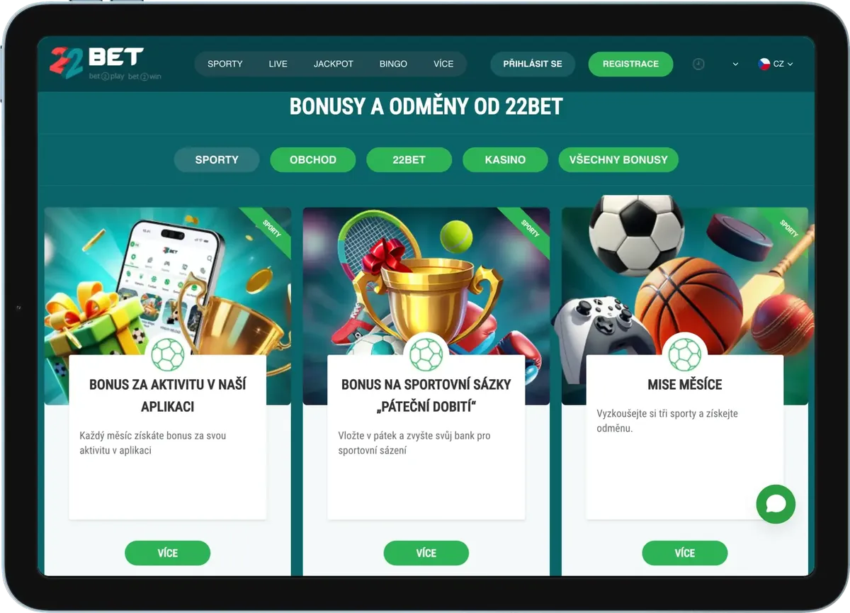 Bonus sportivi di 22Bet