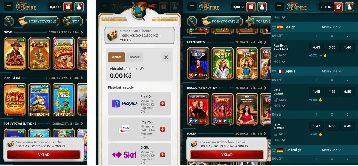 Mobilní verze kasina MyEmpire
