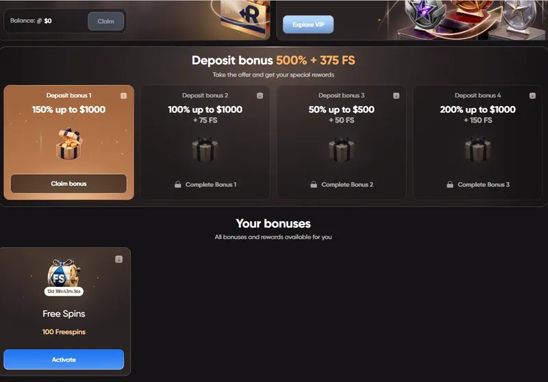 Uvítací bonusy EpicStar – až 500 % + 375 free spinů a aktivní free spiny