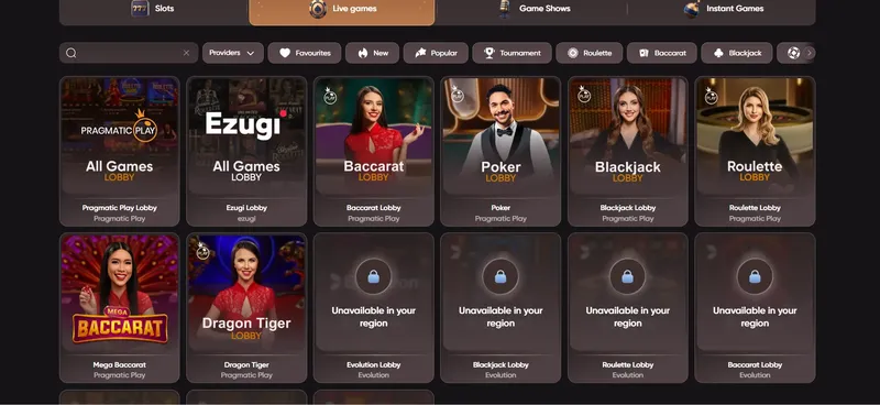 Live hry v EpicStar – Pragmatic Play a Ezugi lobby (Baccarat, Poker, Blackjack, Ruleta)
